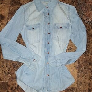 Light Blue Denim Button Down Shirt